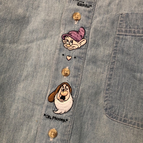 Vintage The Disney Catalog seven dwarfs denim button up size Large - Picture 3 of 8